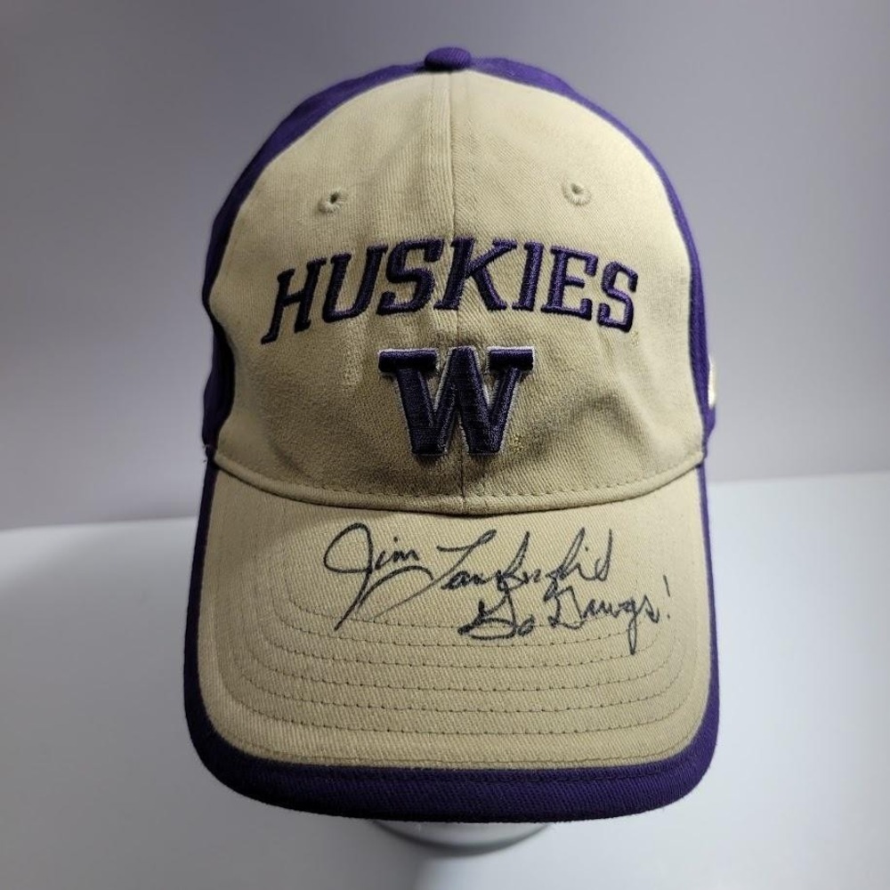 Washington Huskies Signed Jim Lambright Hat Cap Fitted Mens L Purple Nike
